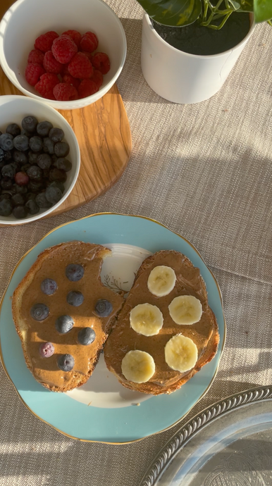 Almond butter toast with Fruit.